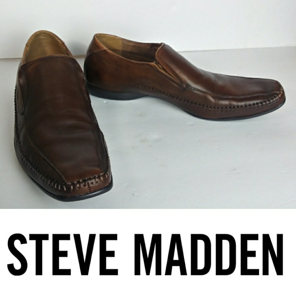 Steve Madden 11.5 Brown Leather Slip On Shoes